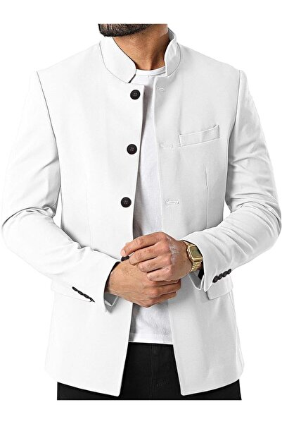 GENERAL Mens Casual Suit Blazer Jackets Stand Mandarin Collar Lightweight Lin...