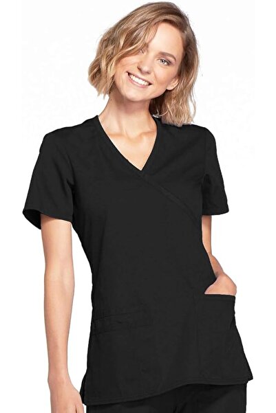 Cherokee Women's Mock Wrap Top Workwear Originals with Rib-Knit Back Panels W...