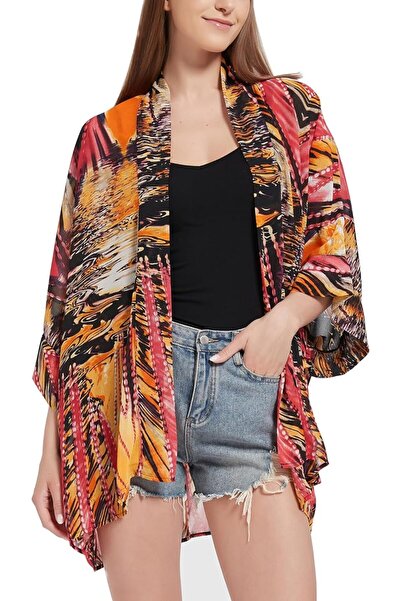 MAXFIM Women's Loose Print Sheer Chiffon Kimono Beach Swim Cover up Cardigan ...