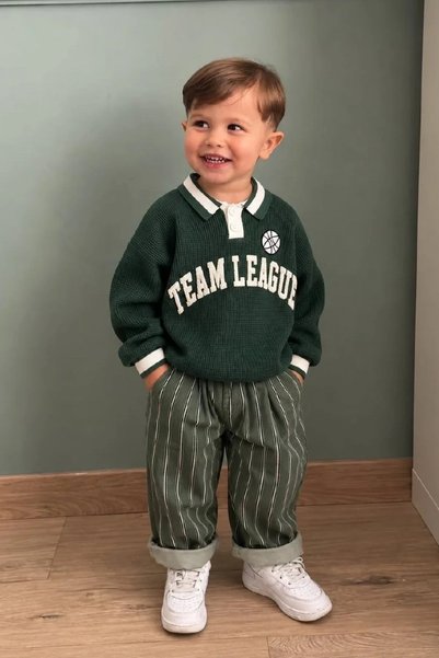 Kidmark Çocuk Modası Boy's Green Knitwear - Jean Set