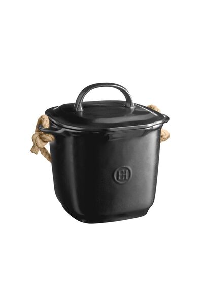 Emile Henry Compost container, ceramic, 25 x 20.5 cm / 3.25 L, Truffle -
