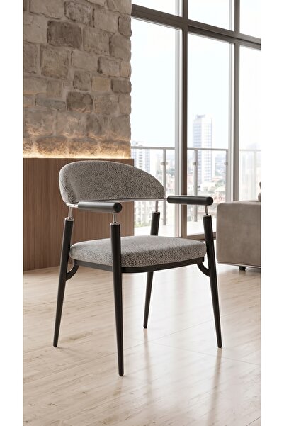 fursimo Quatro Konforlu Döşemeli Yemek Sandalyesi - Modern Metal Ayaklı Sandalye
