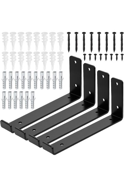 Generic Swpeet 4 Pack 8.9"L x 4.3"H 5mm Thick Black Heavy Duty Shelf Supports...