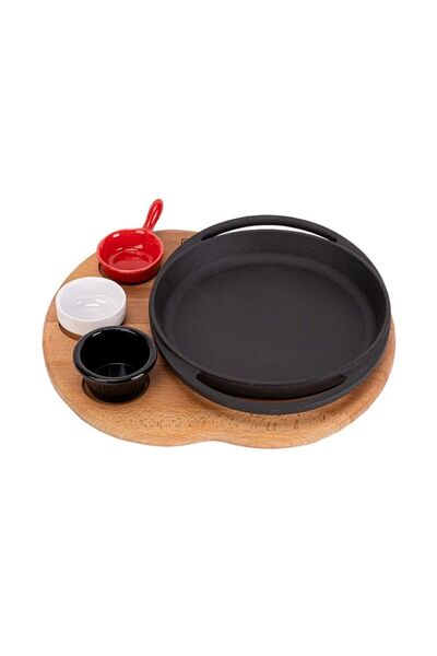 Lava Cast iron serving platter, round, with wooden stand, 20 cm - brand