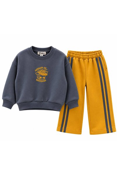 BOBBY JR KİDSWEAR Bobby Jr Ki̇ds Children's Beige Printed Sweatshirt and Side...