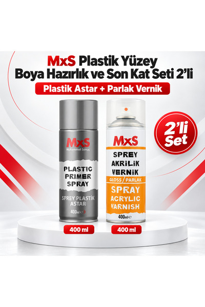 Plastik Yüzey Boya Hazırlık ve Son Kat Seti 2’li – Plastik Astar + Parlak Vernik 400 ml
