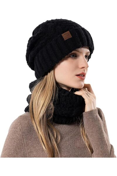 Generic Winter Beanie Hat Scarf Set for Women,Warm Knit Cap Set,Thermal Knitt...