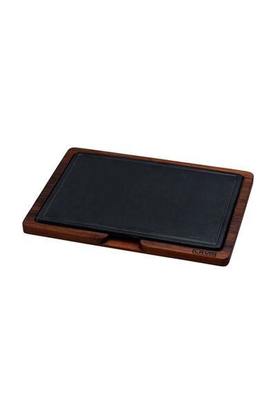 Lava Cast iron serving tray, 30 x 20 cm, with wooden stand -