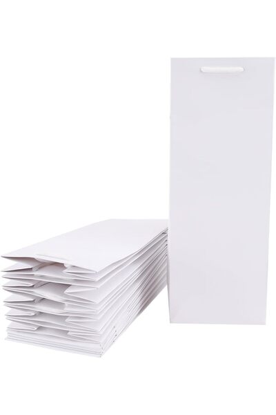 Generic هدية ريد دوت ®   حزمة من 10 أكياس زجاجات نبيذ بيضاء اللون ذات ملمس مم...