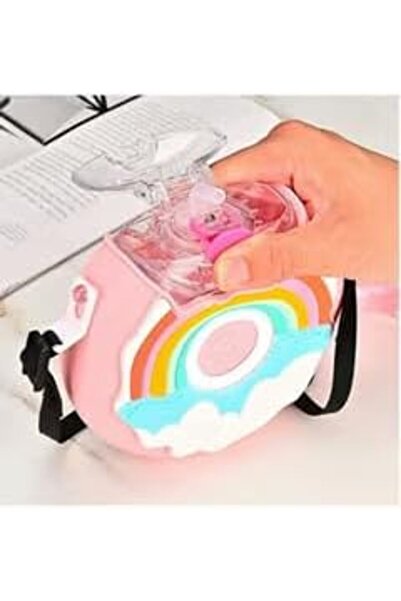 TERRIFI Donut Water Bottle for Kids with Straw and Adjustable Shoulder Strap ...