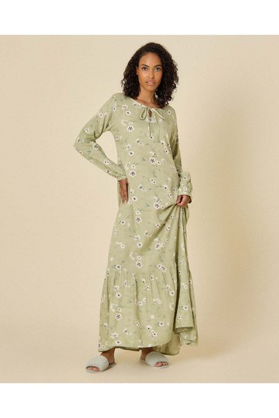 REDTAG Women Green Embroidered Nightgown