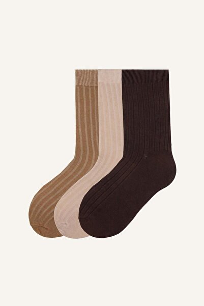 DeFacto Ribbed 3-Pack Viscose Socks (Ns)