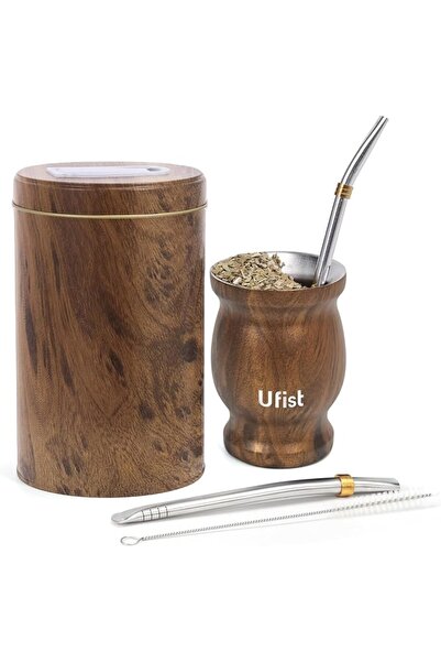 GENERAL Yerba Mate Cup Set, 5-Piece Traditional Gourd Kit with Tea Container,...