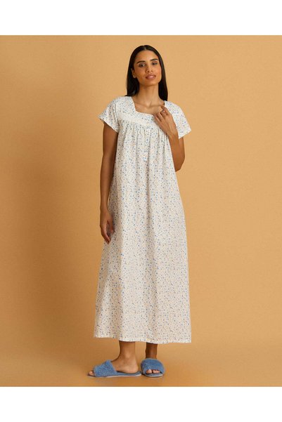 REDTAG Women White Ditsy Nightgown