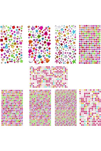 Generic 2199Pcs Gems Stickers, 20 Sheets Self-Adhesive Rhinestone Stickers 9 ...