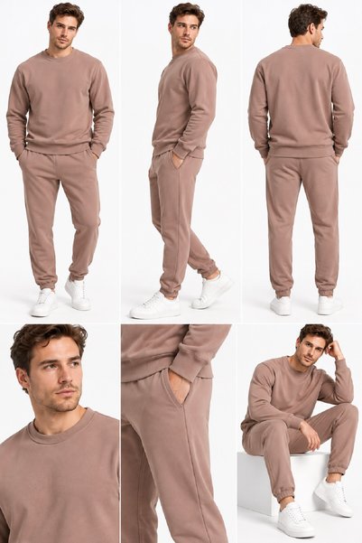 Machi Zero Collar Winter Men's 3 Thread Sweat Suit Set (Soft Puff Fabric) Smo...