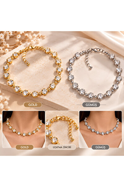 MİLANO BEAUTYS Sparkling Stone Necklace – Stylish Women's Necklace with Gold ...