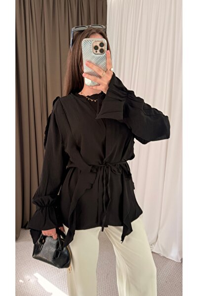 Hepsi Moda Fırfır Detaylı Kimono - Hpm - Siyah