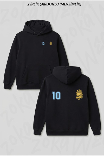 exans moda Arjantin Messi Maradona Ozel Ön Sırt Baskılı Kapşonlu Sweatshirt