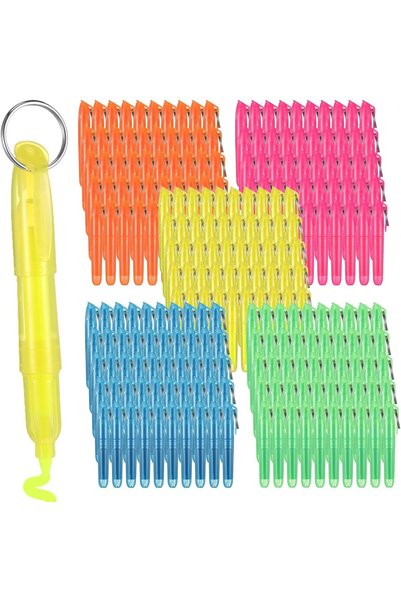 Generic 100 Pcs Mini Highlighters Assorted Colors with Key Ring [Christmas Gi...