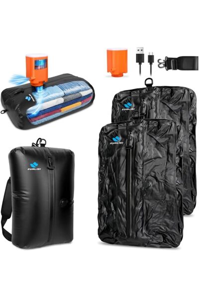 Generic Travel Vacuum Bag with Pump, Airtight Zipper and Shoulder Strap