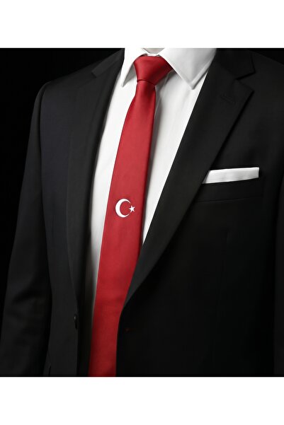 Elegante Cravatte Red Special Design Tie with Moon and Star Motifs (7 cm) - C...