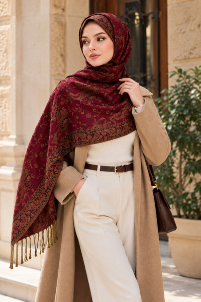 laviyonsa Cashmere serisi premium dokuma kaşmir omuz şalı %100 wool