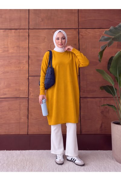Modanurseda Tesettür Oversize Uzun Triko Tesettür Tunik