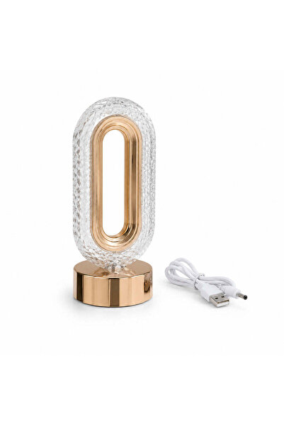 FOXMAG24 Decorative LED Lamp with Flame Effect and USB Power, Gold