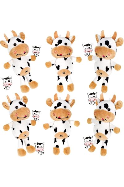 Generic 6 Pieces Mini Stuffed Animals, Bulk Plush Cow Party Favors Small Stuf...