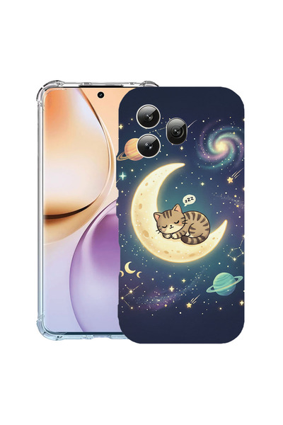 bestcase Αντικραδασμική Θήκη για Honor 600, Γάτα που κοιμάται στη φεγγάρι, 31...