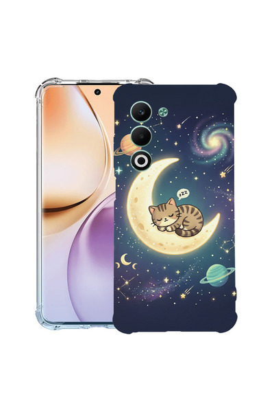 bestcase Αντικραδασμική Θήκη για OPPO A5, Γάτα που κοιμάται στη φεγγάρι, 2052...