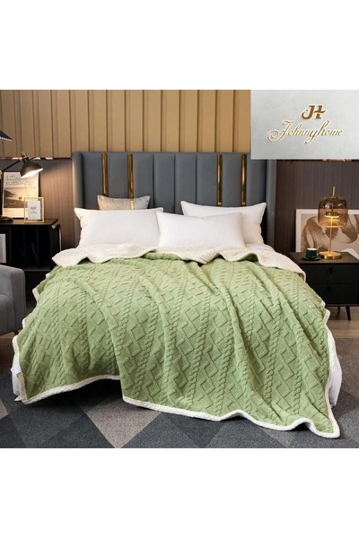 decorami CoCoLiNo Knitted Blanket with Fur, 200x230cm, Vernil