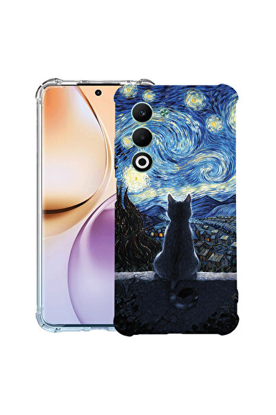 bestcase Αντικραδασμική Θήκη για OPPO A5, Γάτα στην Έναστρη Νύχτα, 2052056 AS...
