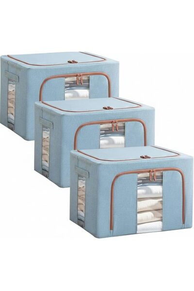 Generic Beauenty 100L Clothes Storage Bins,3 Pack Foldable Steel Frame Closet...