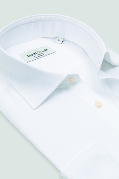 Abbate Bb Club Lima Jakar 100% Cotton Regular Fit White Classic Collar Men's Patterned Shirt
