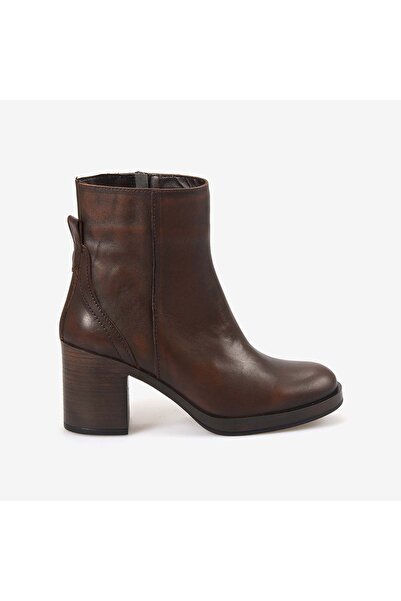KEMAL TANCA Kadın 8cm Kauçuk Taban Fermuarlı Hakiki Deri Bot 0824