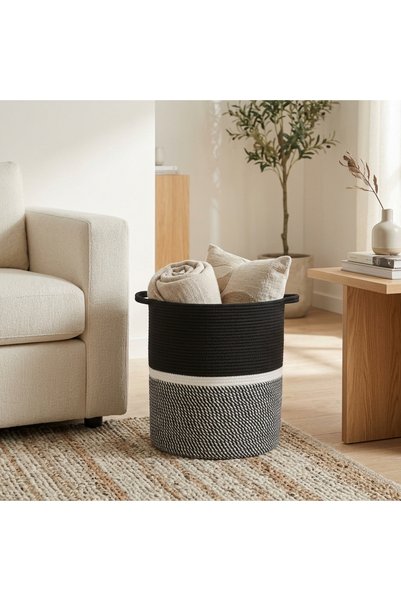 Larimar Modern Örgü Büyük Sepet – Çok Amaçlı Dekoratif Ev Düzenleyici