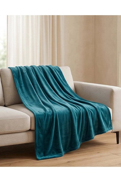 REDTAG Teal Flannel Blanket (220 x 200 cm)