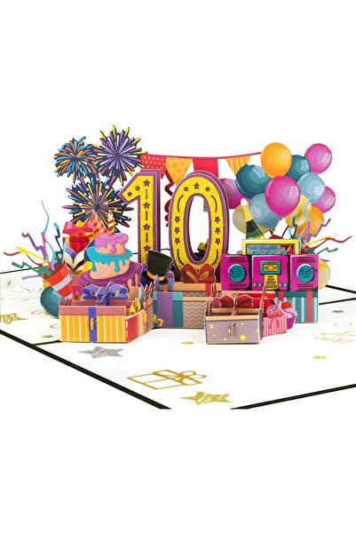 Generic بطاقة عيد ميلاد العاشرة، بطاقة عيد ميلاد لعمر 10 سنوات، بطاقة عيد ميل...