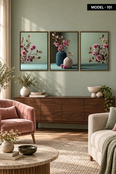 Akıllı Kağıt Yapışkanlı Keçe Tablo - Poster Çiçek (Model- 101)