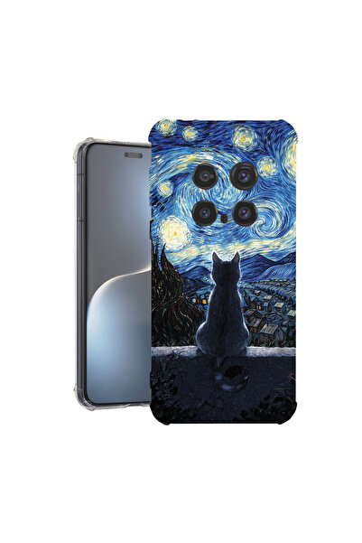 bestcase Αντικραδασμική Θήκη για Honor Magic7 Pro, Γάτα στην Έναστρη Νύχτα, 1...