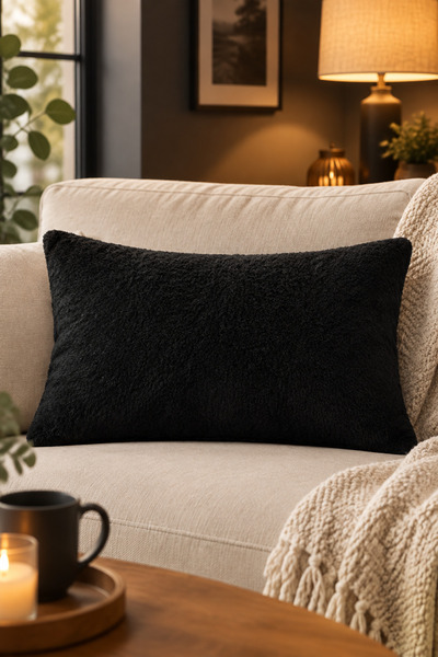 LadiesHome Plush (rabbit) Rabbit Cushion Cover Black