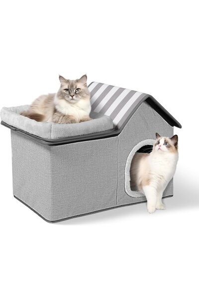 Generic Cat House With Bed, Large Indoor Condo, 2-in-1 Pet Bed for Indoor Cat...