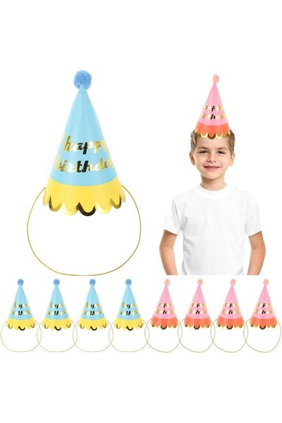 SYOSI 10pcs Birthday Hats: Paper Cone Party Hats Kids Happy Birthday Cone Hat...