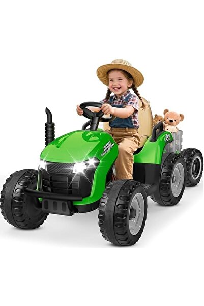 Generic ANPABO 24V Ride On Tractor w/Tiltable & Detachable Trailer, EVA Tires...