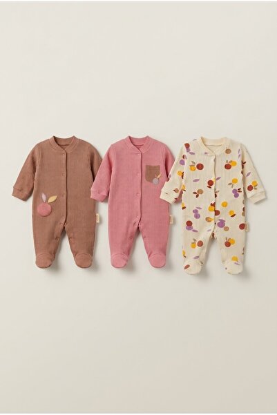 zumino Patterned 3-Piece Baby Girl Jumpsuit Set