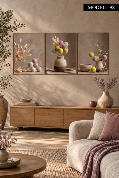Akıllı Kağıt Yapışkanlı Keçe Tablo - Poster Çiçek (Model- 98)
