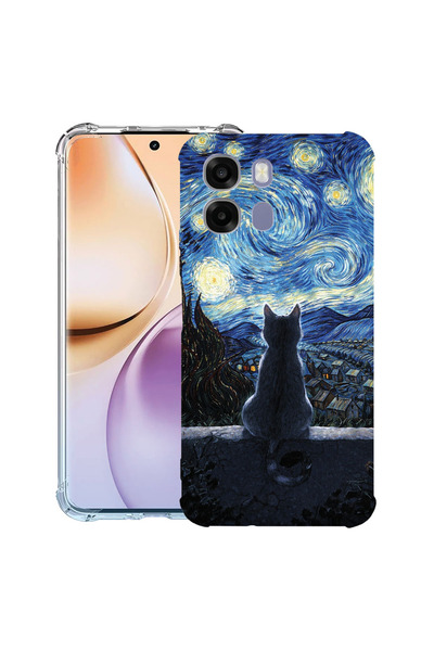 bestcase Αντικραδασμική Θήκη για OPPO A6 / A6x, Γάτα στην Έναστρη Νύχτα, 3156...