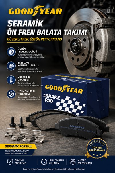 Goodyear Toyota Auris 2007-2012 Uyumlu Seramik Ön Fren Balata Takımı